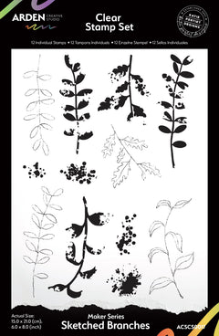 Arden Creative Studio Maker Series Sketched Branches 6in x 8in Clear Stamp Set-1