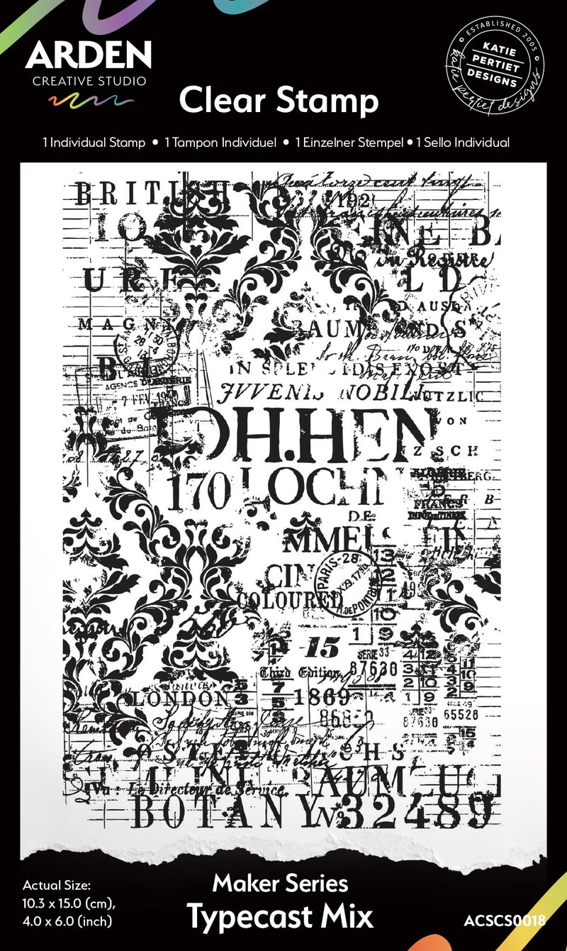 Arden Creative Studio Maker Series Typecast Mix  4in x 6in Background Stamp-1