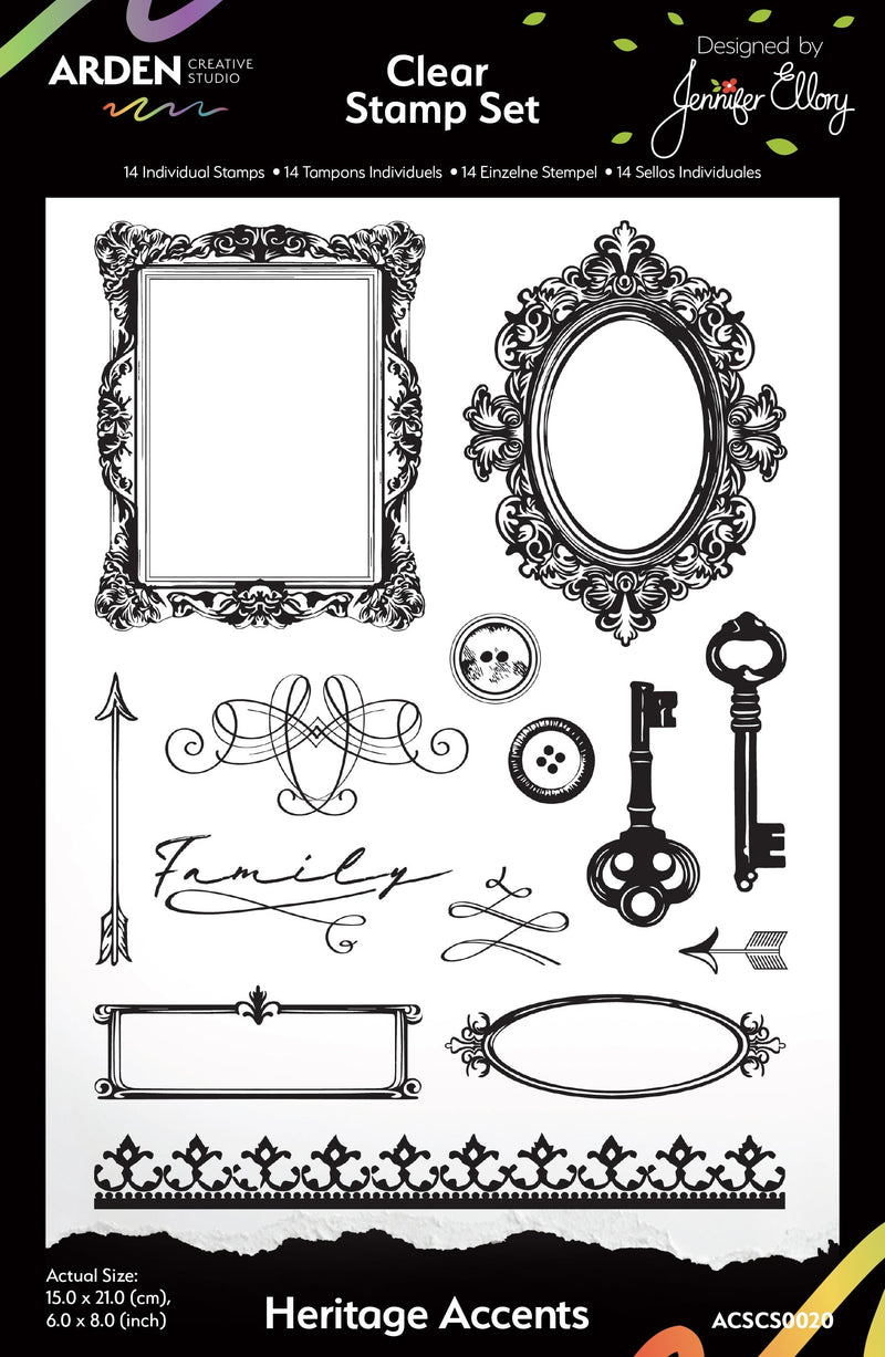 Arden Creative Studio Heritage Accents 6in x 8in Clear Stamp Set-1