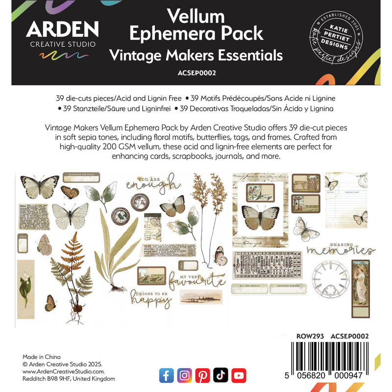 Arden Creative Studio Vintage Makers Vellum Ephemera Pack-1