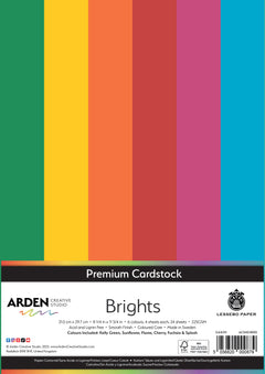 Arden Creative Studio Premium Cardstock Brights A4 225gsm 24Pack-1