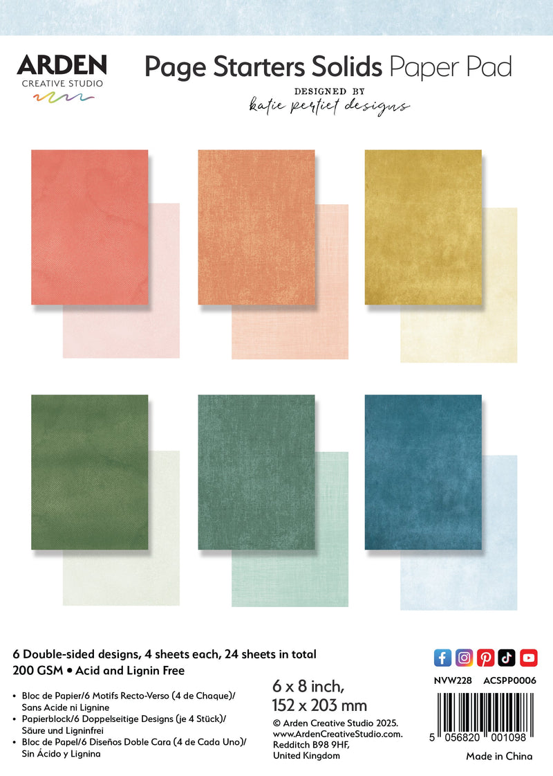 Arden Creative Studio Page Starters Solids 6in x 8in Paper Pad-1