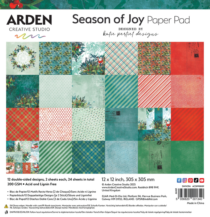 Bloc de papiers « Season of Joy » 30,5 x 30,5 cm, Arden Creative Studio-1