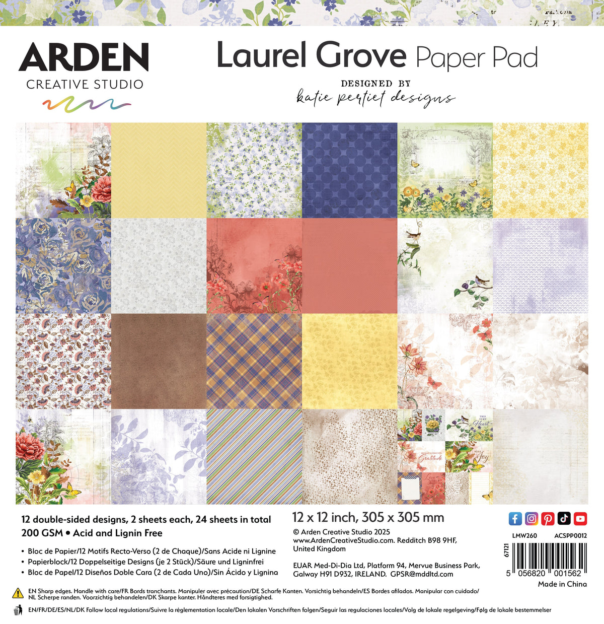 Arden Creative Studio Laurel Grove 12in x 12in Paper Pad-1