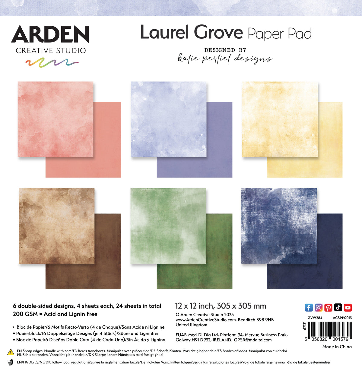 Arden Creative Studio Laurel Grove Solids 12in x 12in Paper Pad-1