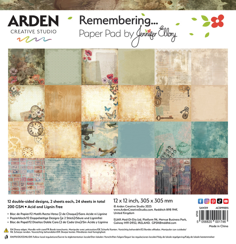Arden Creative Studio Remembering... 12in x 12in Paper Pad-1