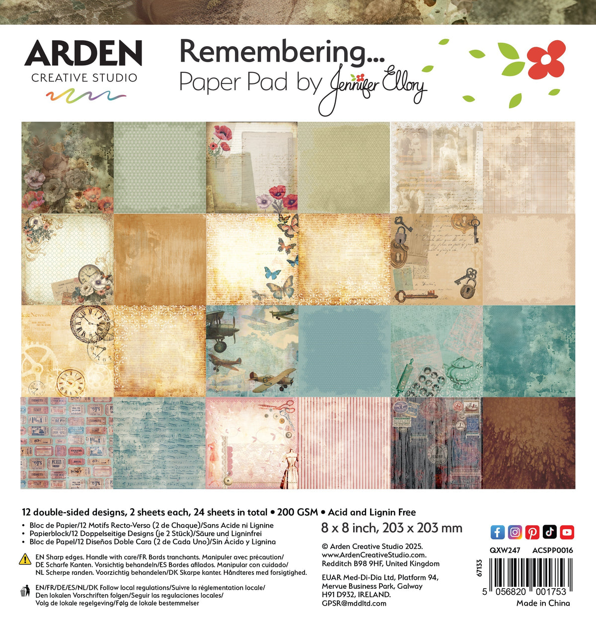 Arden Creative Studio Remembering... 8in x 8in Paper Pad-1