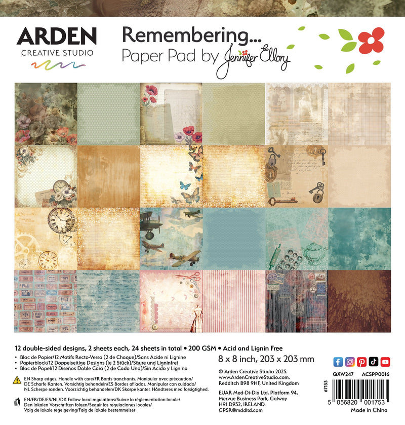 Arden Creative Studio Remembering... 8in x 8in Paper Pad-1