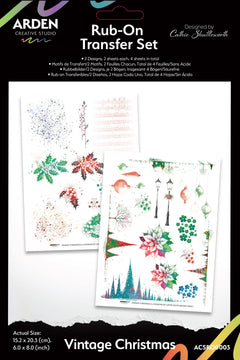 Arden Creative Studio Lot de transferts à frotter Noël vintage 15 cm x 20 cm-1