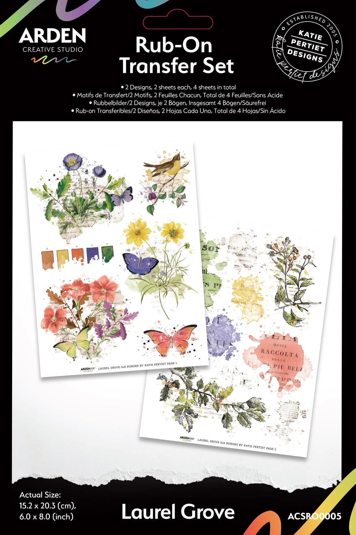 Arden Creative Studio Laurel Grove 6in x 8in Rub-On Transfer Set-1