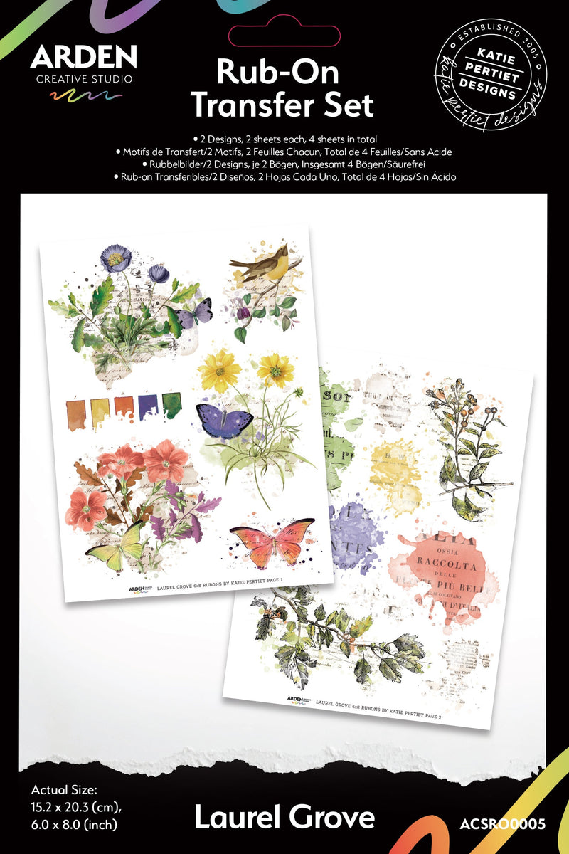 Arden Creative Studio Laurel Grove 6in x 8in Rub-On Transfer Set-1