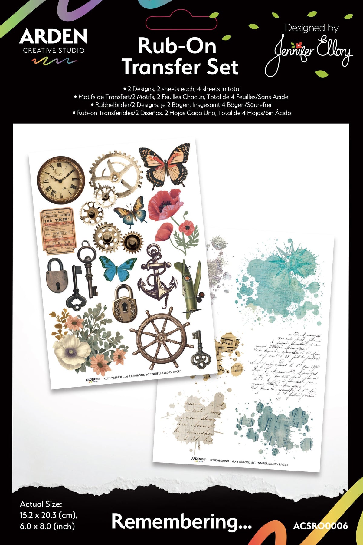 Arden Creative Studio Remembering… 6 in x 8 in Rub-On Transfer Set-1