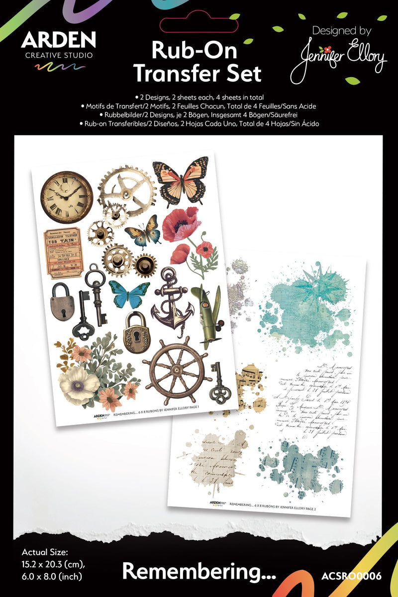 Arden Creative Studio Remembering… 6 in x 8 in Rub-On Transfer Set-1