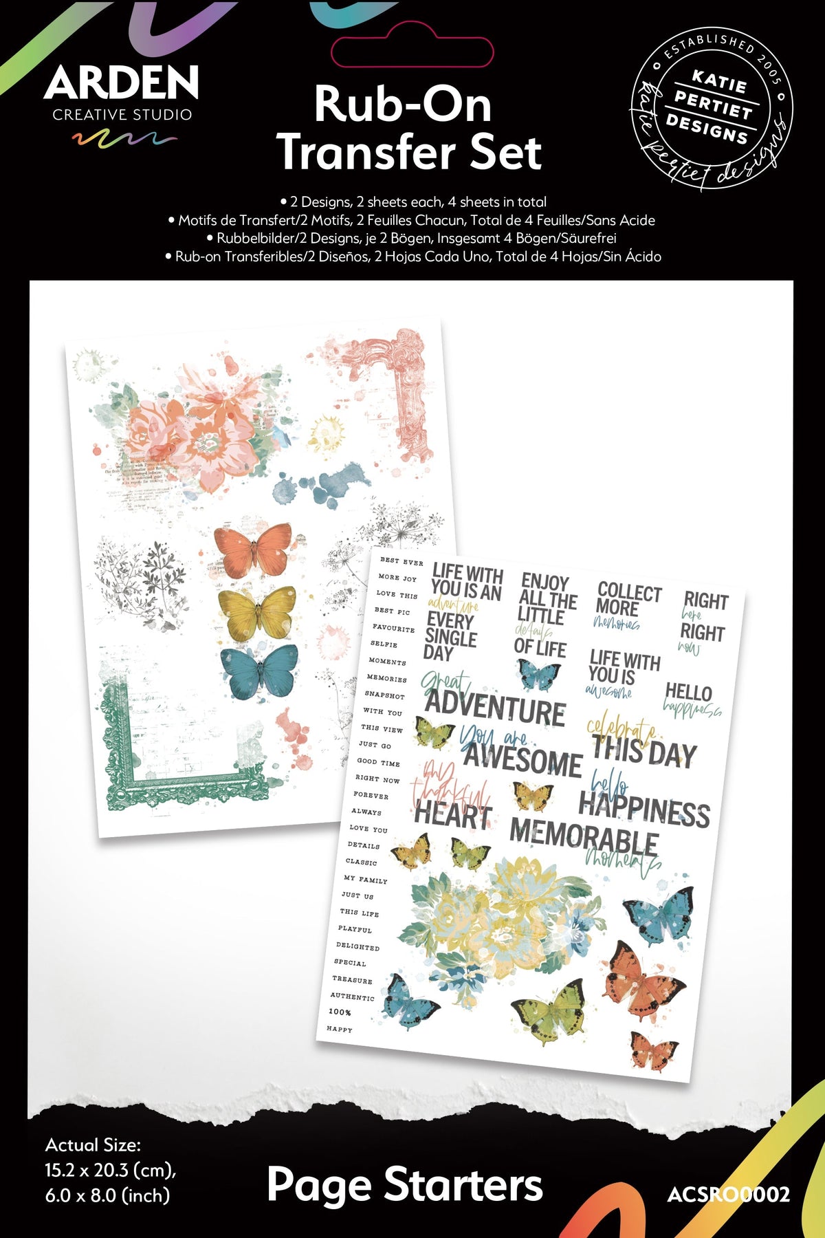 Arden Creative Studio Page Starters 6 in x 8 in Rub-On Transfer Set-1