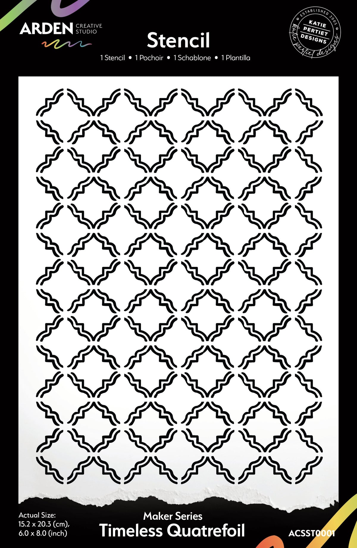 Arden Creative Studio Maker Series Timeless Quatrefoil 6in x 8in Stencil-1