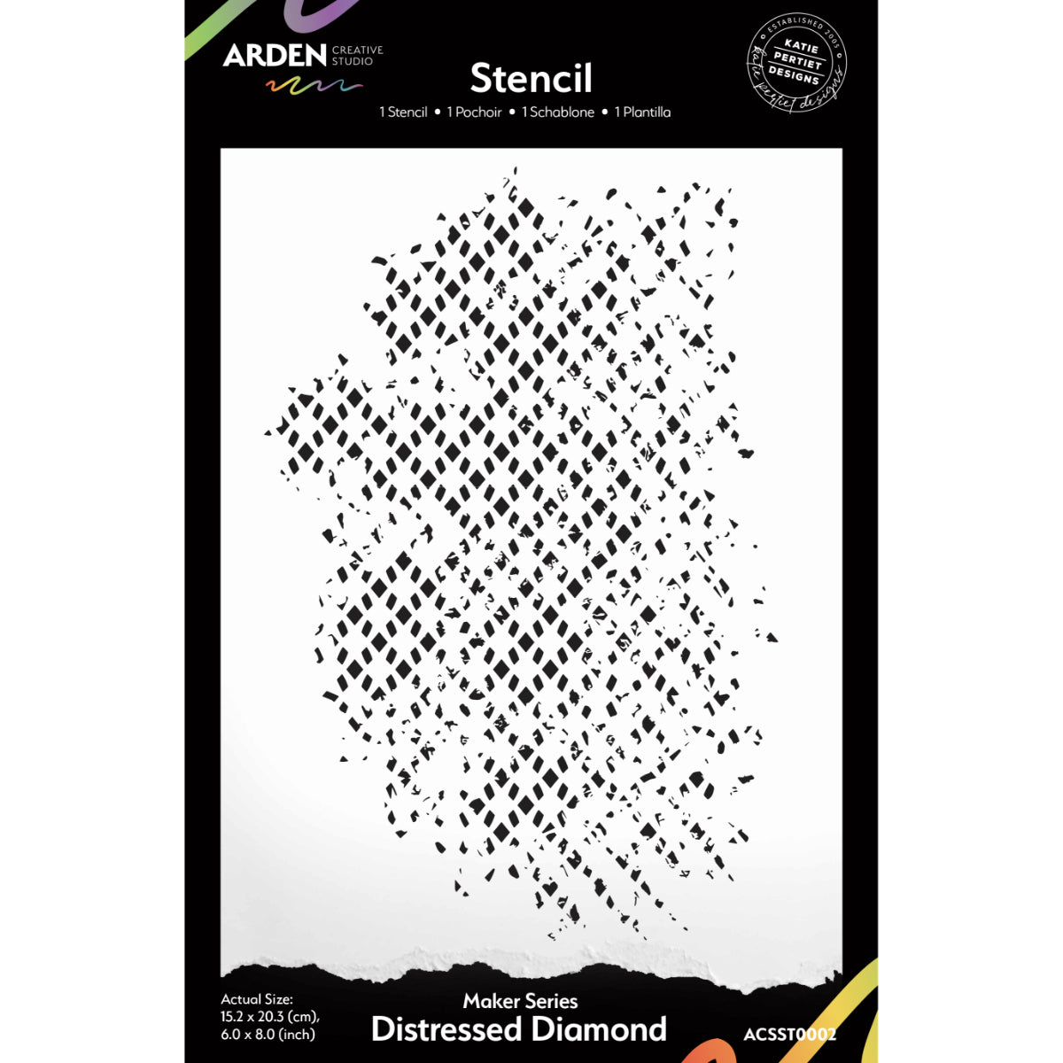 Arden Creative Studio Maker Series Distressed Diamond 6in x 8in Stencil-1