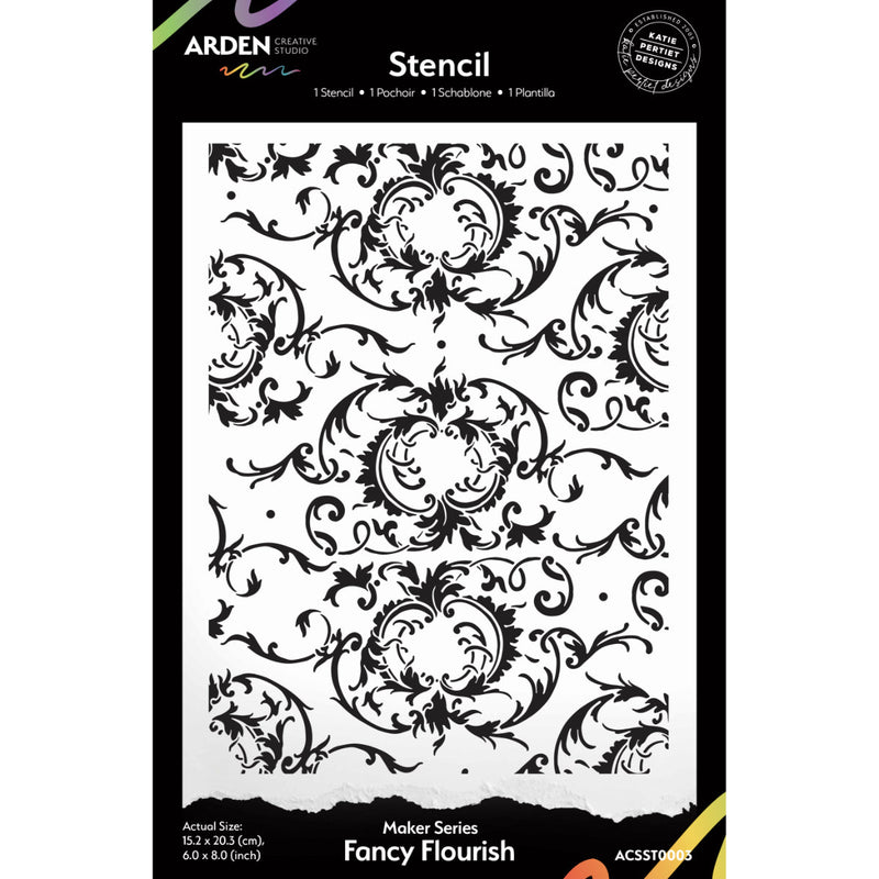 Arden Creative Studio Maker Series Fancy Flourish 6in x 8in Stencil-1