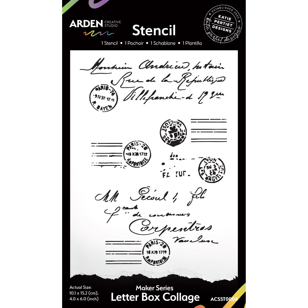 Arden Creative Studio Maker Series Letter Box Collage 4in x 6in Stencil-1
