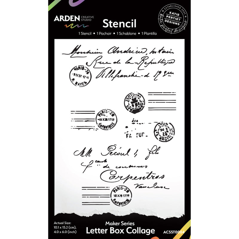 Arden Creative Studio Maker Series Letter Box Collage 4in x 6in Stencil-1