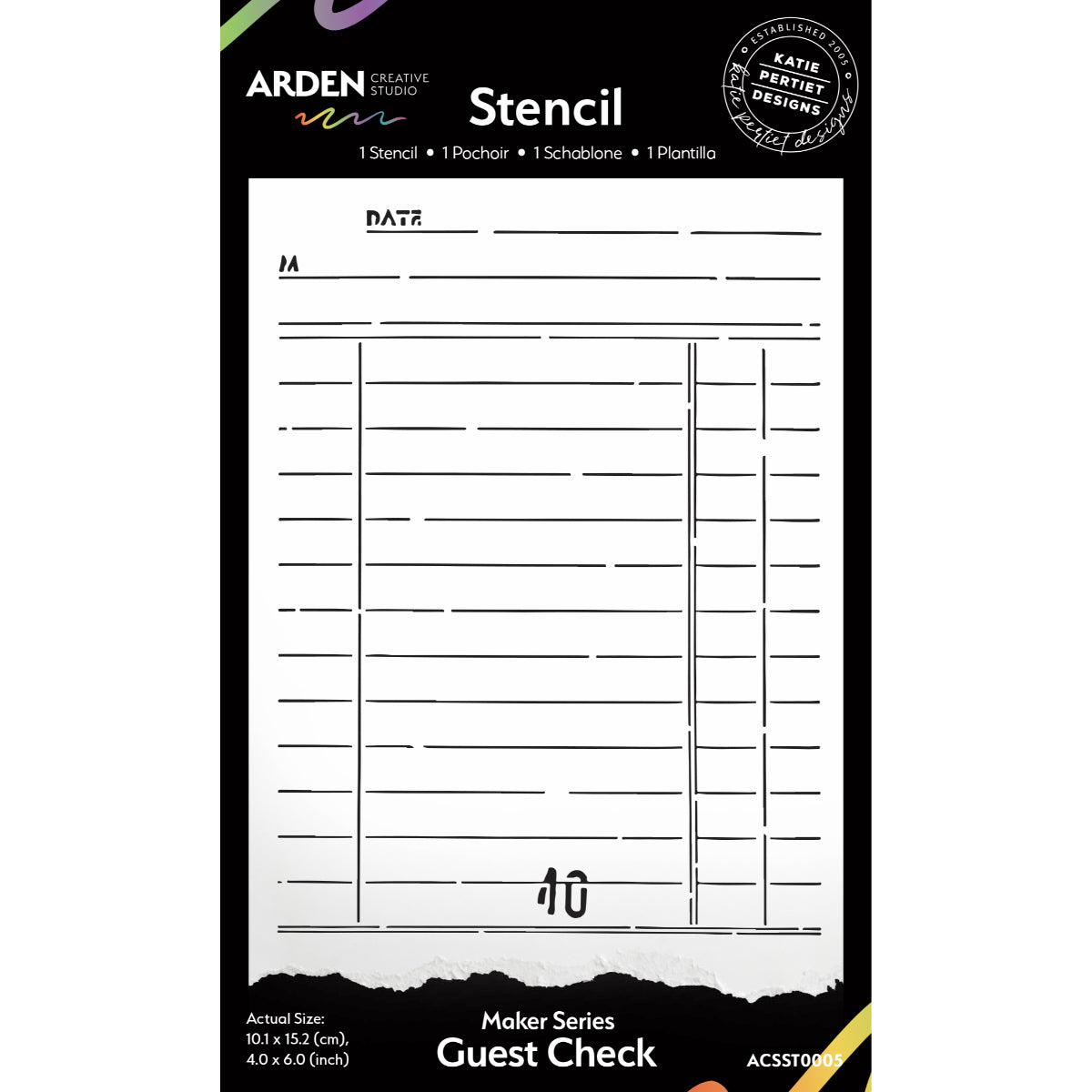 Arden Creative Studio Maker Series Guest Check 4in x 6in Stencil