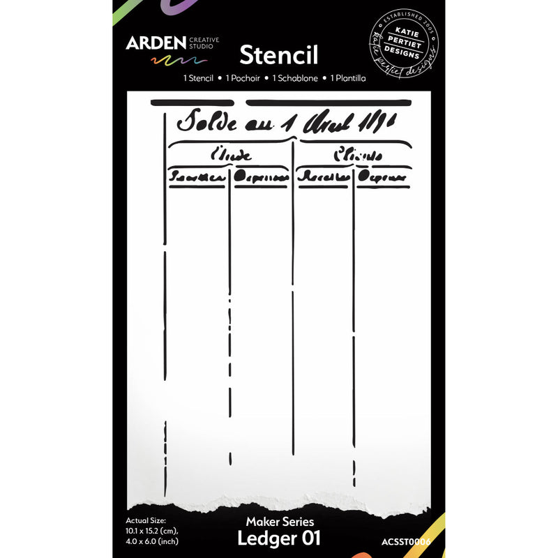Arden Creative Studio Maker Series Ledger 01 4in x 6in stencil-1