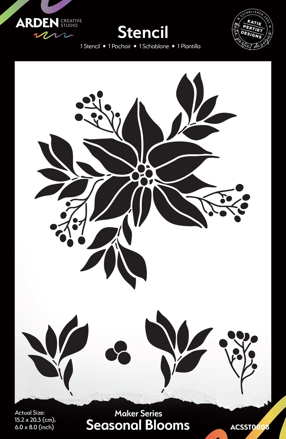 Arden Creative Studio Série Maker Fleurs de Saison Pochoir 15,24 cm x 20,32 cm