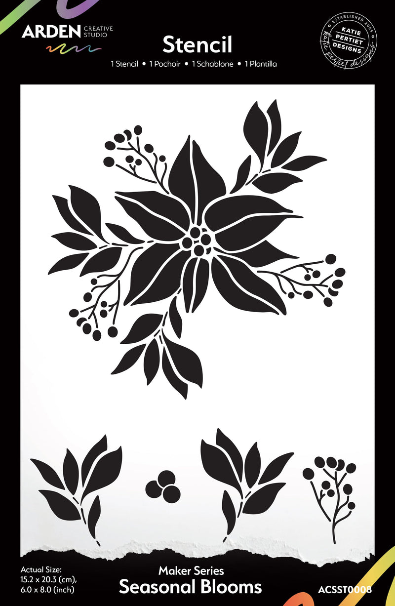 Arden Creative Studio Série Maker Fleurs de Saison Pochoir 15,24 cm x 20,32 cm-1
