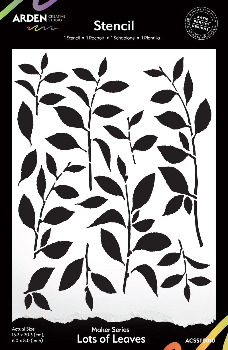 Arden Creative Studio Maker Series Lots of Leaves 6in x 8in Stencil-1