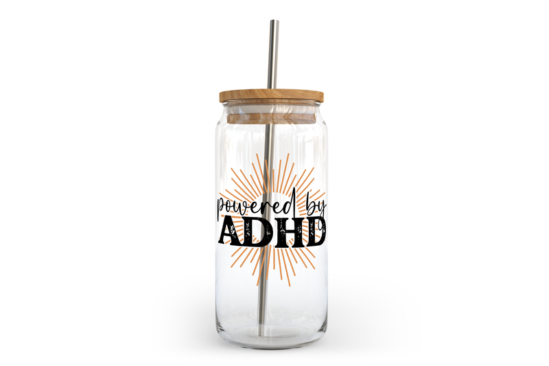 Powered by ADHD Glass Can with Bamboo Lid-1