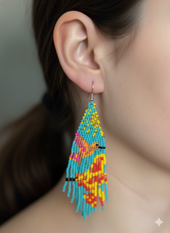 Turquoise Sky Dancer Beaded Earrings-2