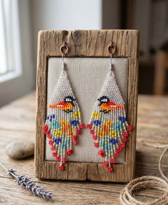 Bird Fringe Earrings (Silver)-2