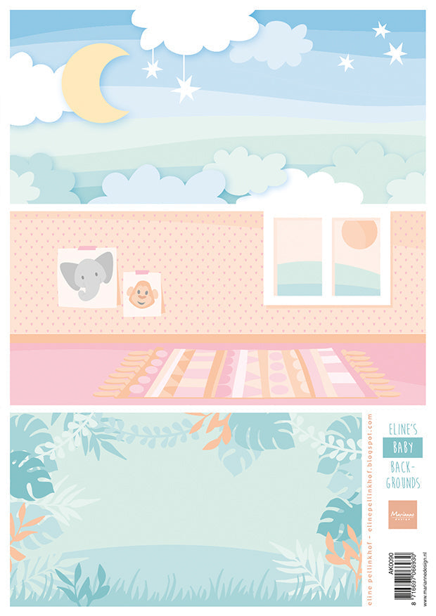 Marianne Design A4 Cutting Sheet - Eline's Baby Backgrounds-1