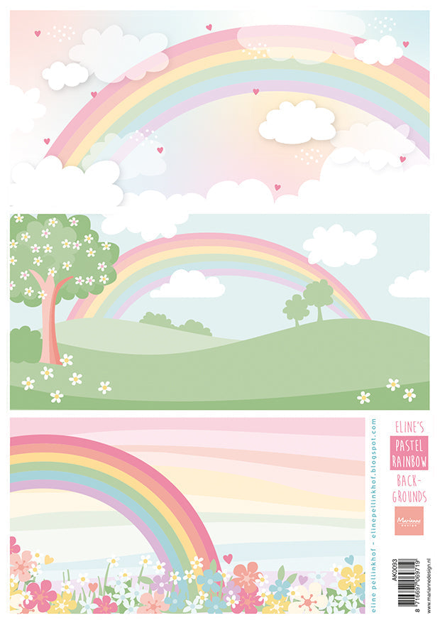 Marianne Design A4 Cutting Sheet - Eline's Pastel Rainbow Backgrounds-1