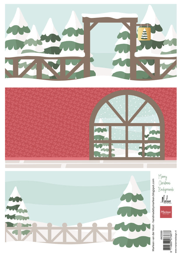 Marianne Design A4 Cutting Sheet - Merry Christmas Backgrounds by Marleen-1