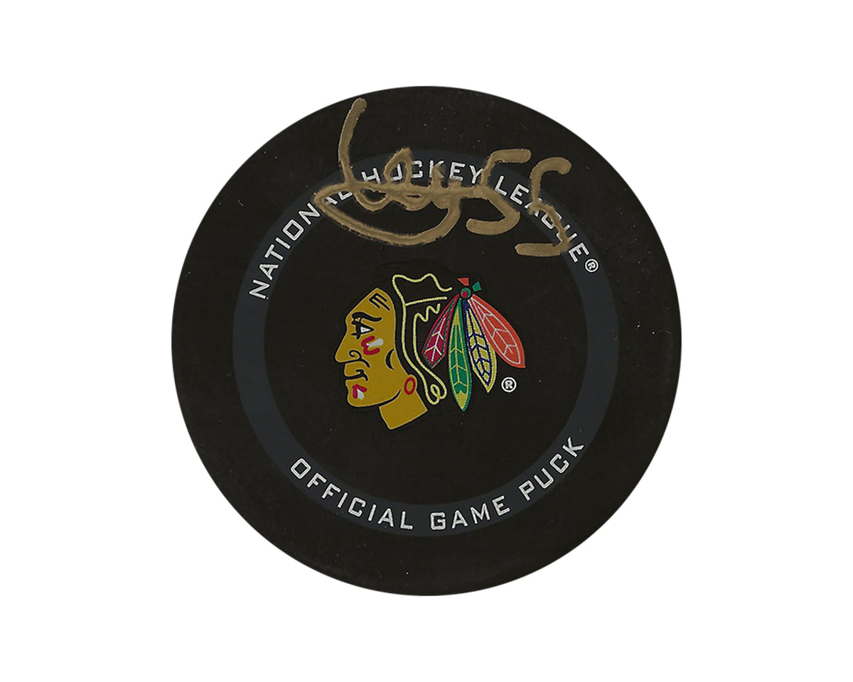 Artyom Levshunov Autographed Chicago Blackhawks Official Game Puck-1