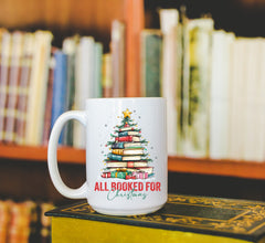 Booked for Christmas 15oz Mug – Book Lover Holiday Gift-1