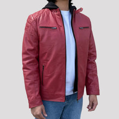 BOL Mens Alvin Lambskin Leather Jacket with Removable Hood-1
