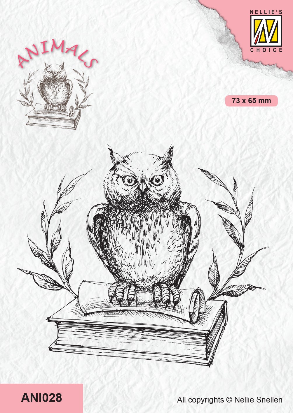 Nellie's Choice Clear Stamp Animals - Owl On Book-1