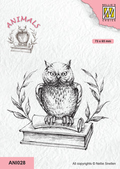 Nellie's Choice Clear Stamp Animals - Owl On Book-1