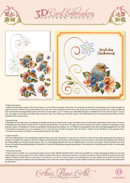 Ann Paper Embroidery Pattern - Blue Birds-1