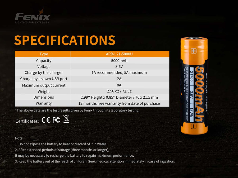 Fenix ARB-L21-5000U Rechargeable Battery-6