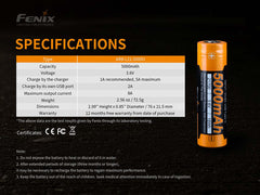 Fenix ARB-L21-5000U Rechargeable Battery-6