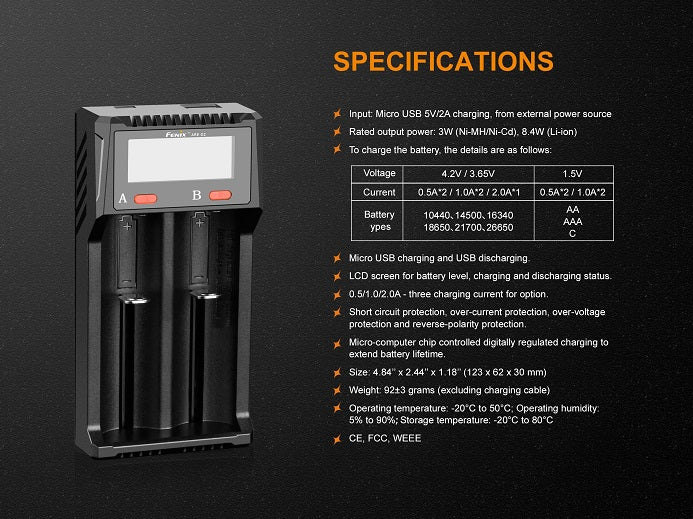 Fenix ARE-D2 Dual Bay Smart Battery Charger-13