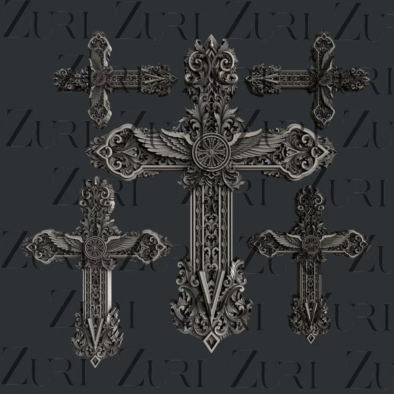Zuri Designs Ornate Crosses Set 1-1