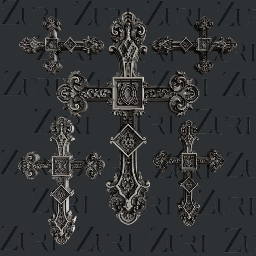 Zuri Designs Ornate Crosses Set 3-1