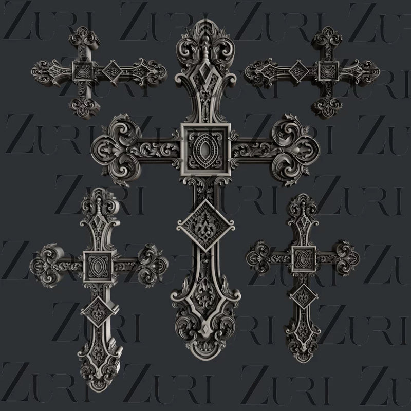 Zuri Designs Ornate Crosses Set 3-1