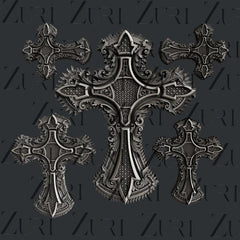 Zuri Designs Ornate Crosses Set 4-1