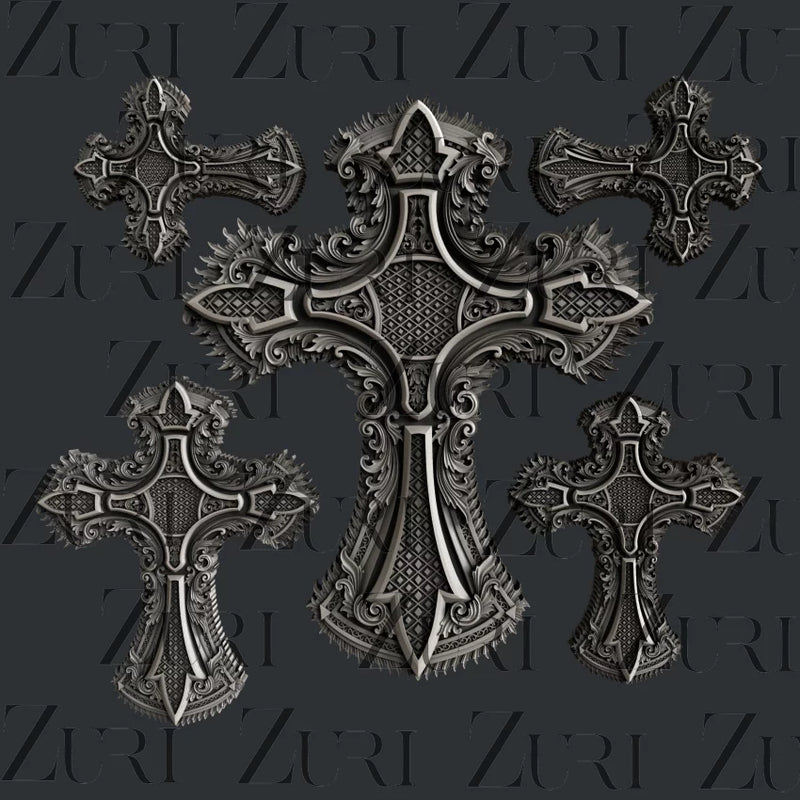 Zuri Designs Ornate Crosses Set 4-1