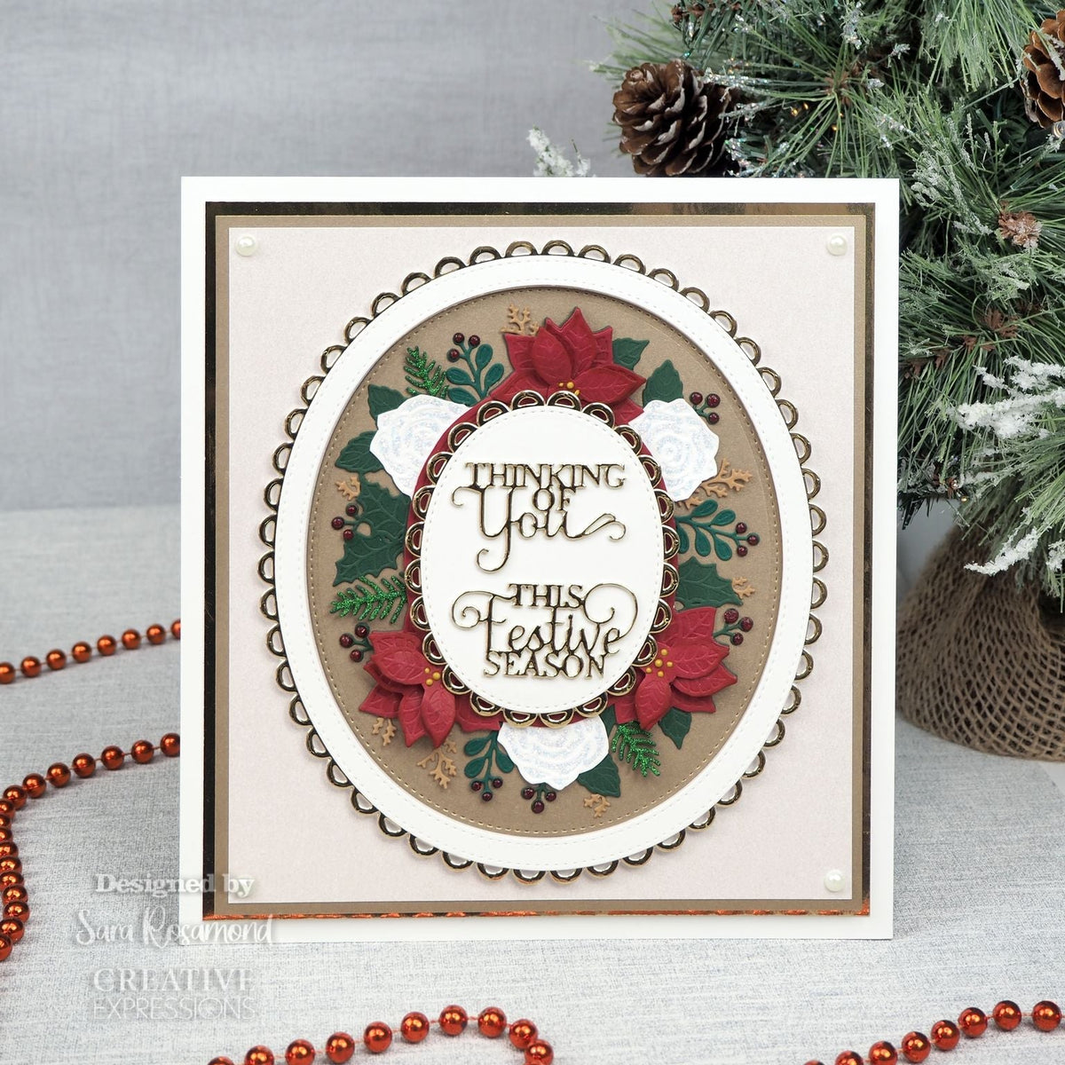 Creative Expressions Sue Wilson Festive Oval Wreath Frame Craft Die-2