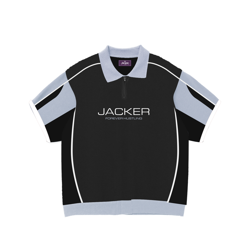 Jacker 'Ace' Knit Polo - Black-1